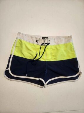 Andrew Christian Board Shorts Neon Yellow Navy Size 32/34